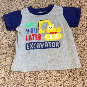 Gray and Blue Excavator Graphic T-Shirt- 12 Months